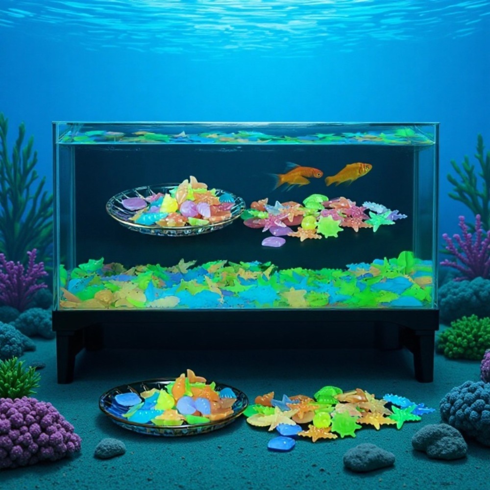 Aquarium Planted Fish Tank - หินเรืองแสงในทะเล เปลือกหอยเรืองแสง ปลาดาวหลากสีสัน สำหรับตกแต่งตู้ปลา ตกแต่งภูมิทัศน์ ให้แสงสว่างในตู้ปลา