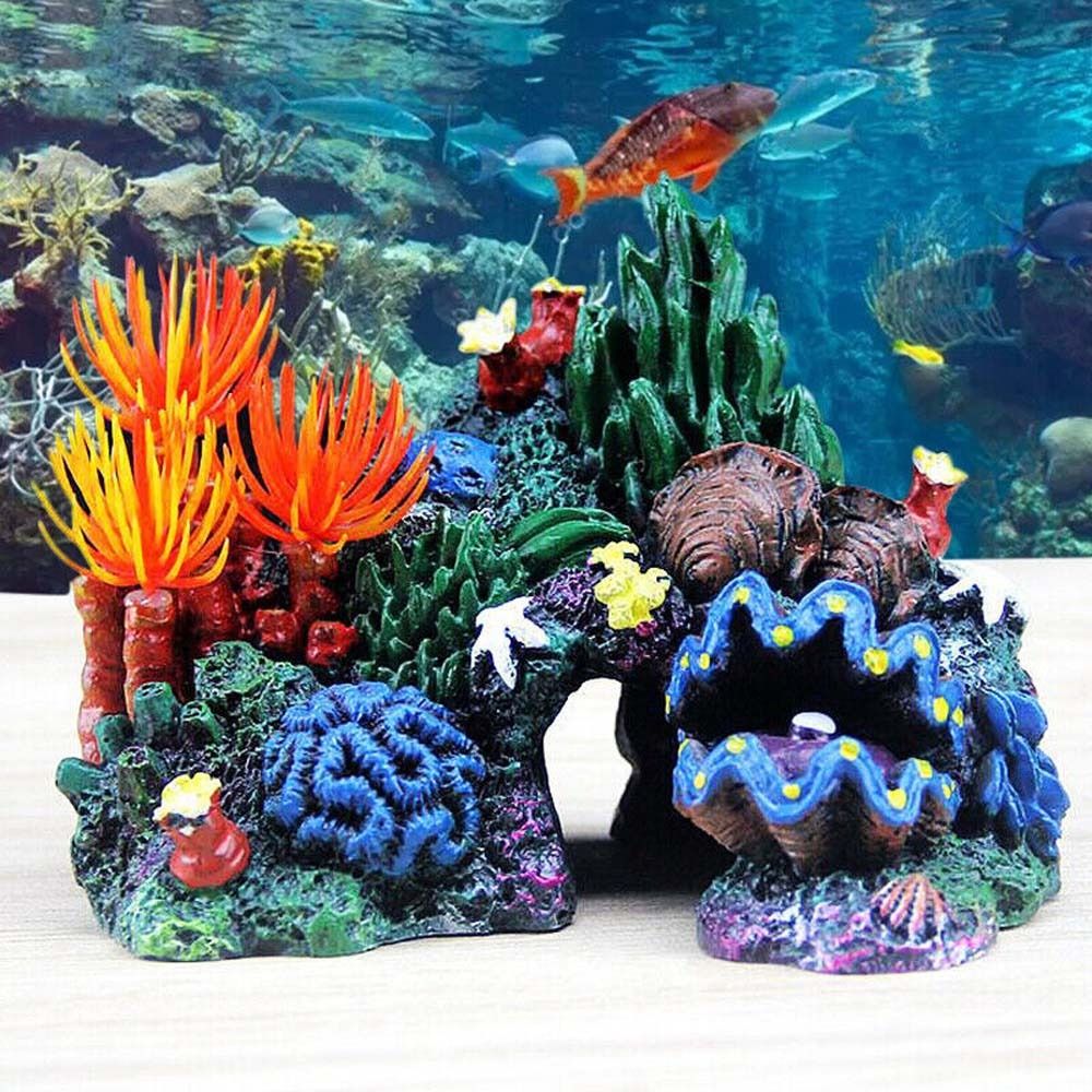 Aquarium Planted Background - เครื่องประดับตู้ปลาจำลองปะการังเกาะปะการังพืชเรซิ่นภูเขาตกแต่งบ้านภูมิทัศน์ของตกแต่งพื้นหลัง