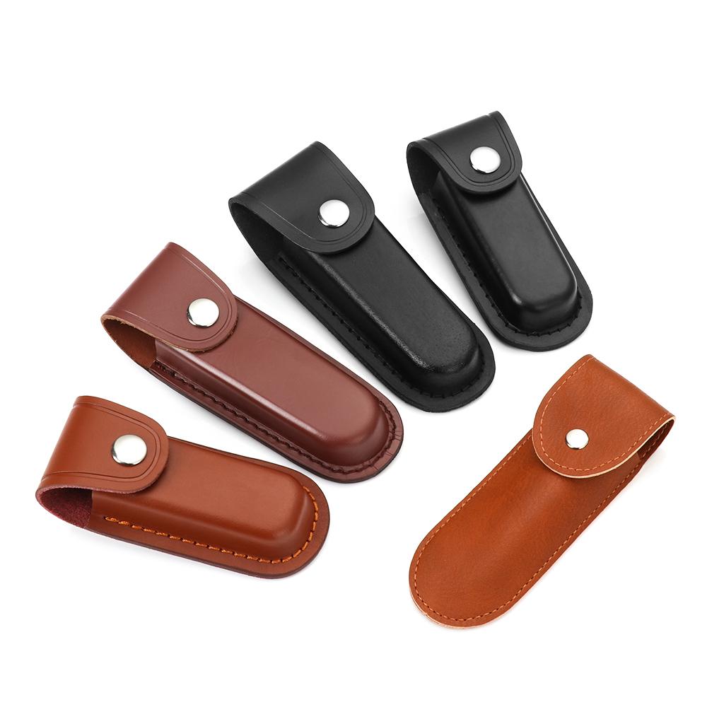 Trimming Scissor Set - ซองใส่มีดพกคุณภาพสูง สีน้ำตาล สำหรับมีดพับ ใช้สำหรับตั้งแคมป์ กิจกรรมกลางแจ้ง พร้อมห่วงร้อยเข็มขัด