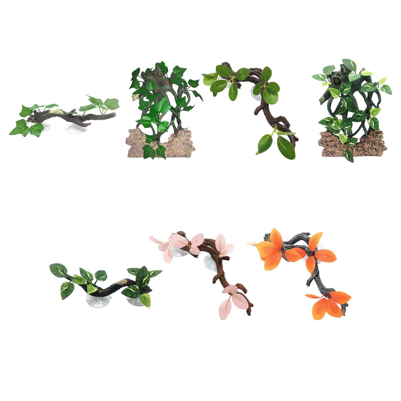 Aquarium Planted Background - พืชตุ๊กแกจำลองจำลองพื้นหลังตู้ปลากิ้งก่างูประดับตกแต่งกิ่งไม้พืชตกแต่งปีนต้นไม้
