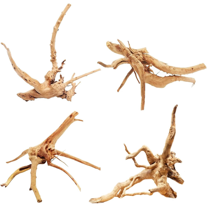 Aquarium Plant Guide - ของตกแต่งตู้ปลาไม้ธรรมชาติ 4 ชิ้น ต้นไม้ตอไม้ ลำต้นไม้ ไม้ลอยน้ำ