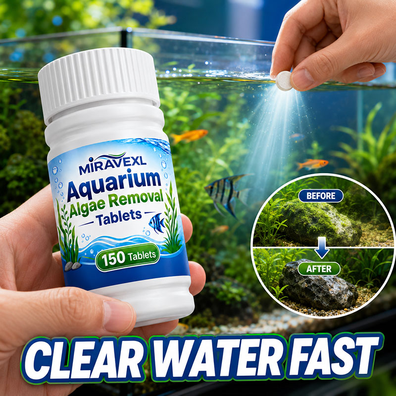 Planted Aquarium Maintenance - เม็ดกำจัดตะไคร่น้ำในตู้ปลา MIRAVEXL 150 เม็ด, ยาฆ่าตะไคร่น้ำที่ปลอดภัย, ช่วยให้น้ำใสขึ้นอย่างรวดเร็วสำหรับปลาในน้ำจืดและพืชน้ำ
