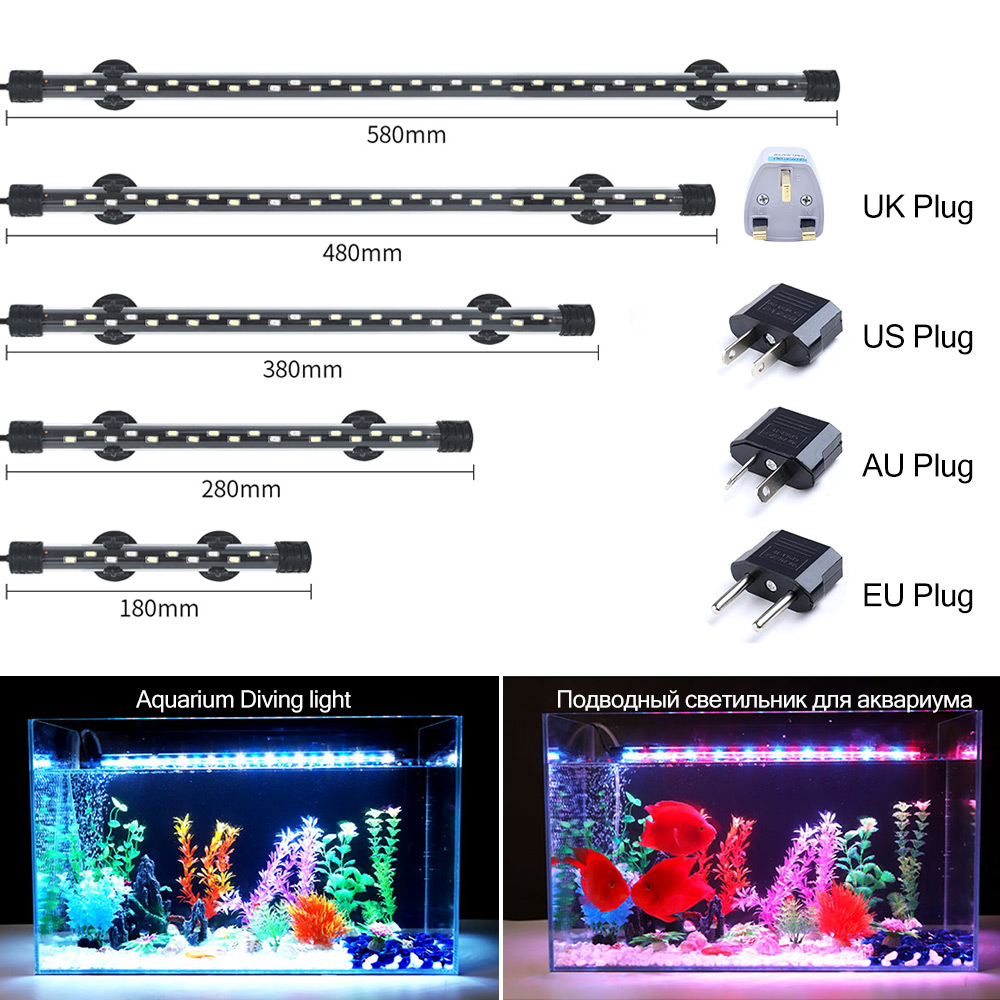 Aquarium Plant Light - 90-260V Aquarium LIGHT LED กันน้ําถังปลาคลิปใต้น้ําโคมไฟตกแต่ง Submersible