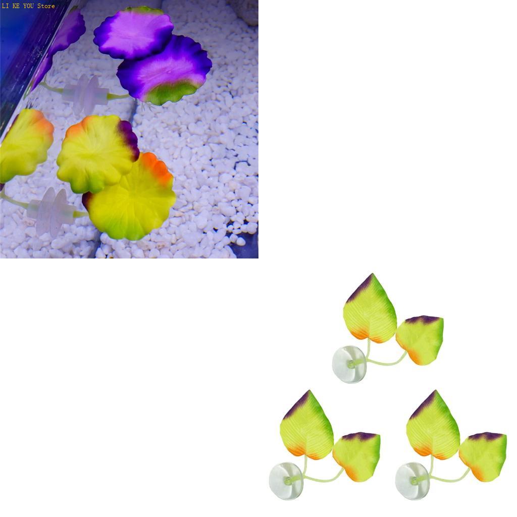Aquarium Planted Background - W3JE 3 ชิ้นประดิษฐ์พืชน้ำที่มีสีสันขนาดเล็ก Aquarium Decors ภูมิทัศน์สำหรับตกแต่ง